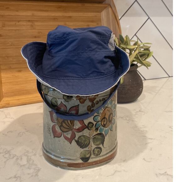 REI Built On Purpose 4Y-7Y sun hat with chin strap fold up or down blue gray - Picture 2 of 8